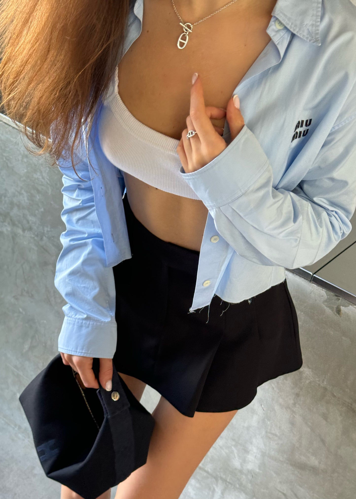 Girl in black shorts