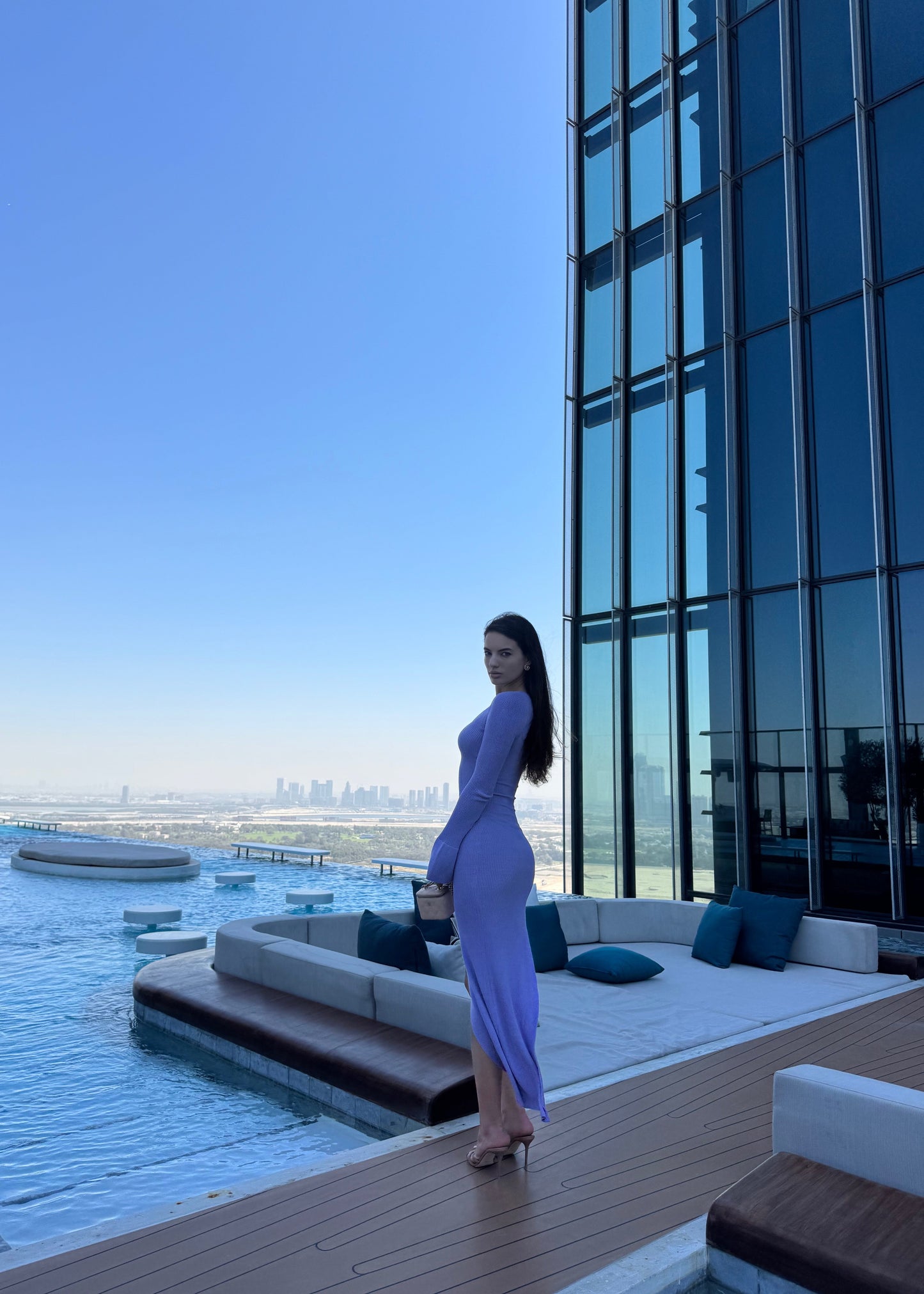 Girl in purple long dress