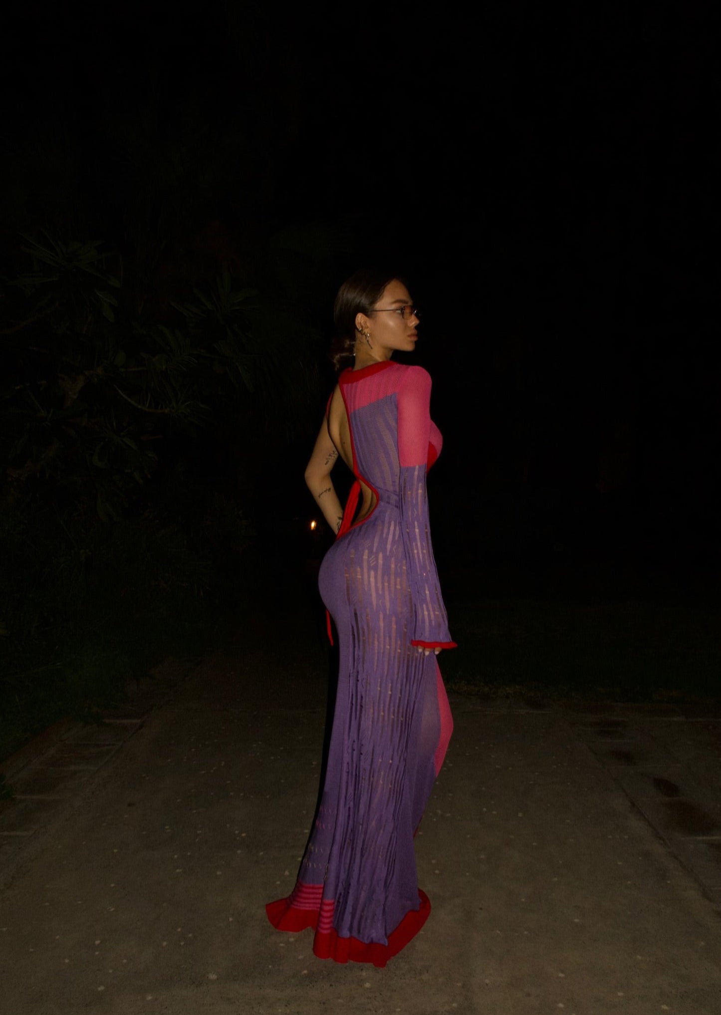 Girl in the long pink dress