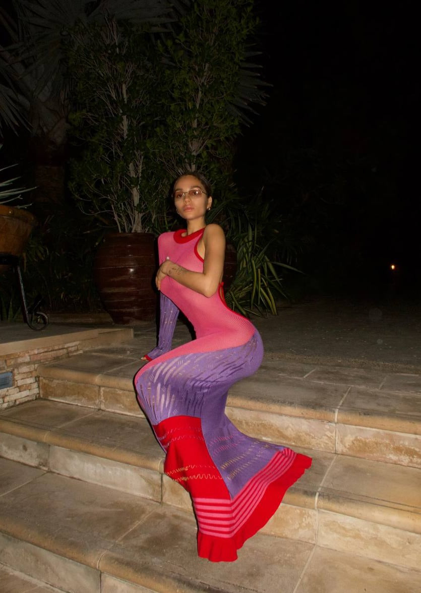 Girl in the long pink dress