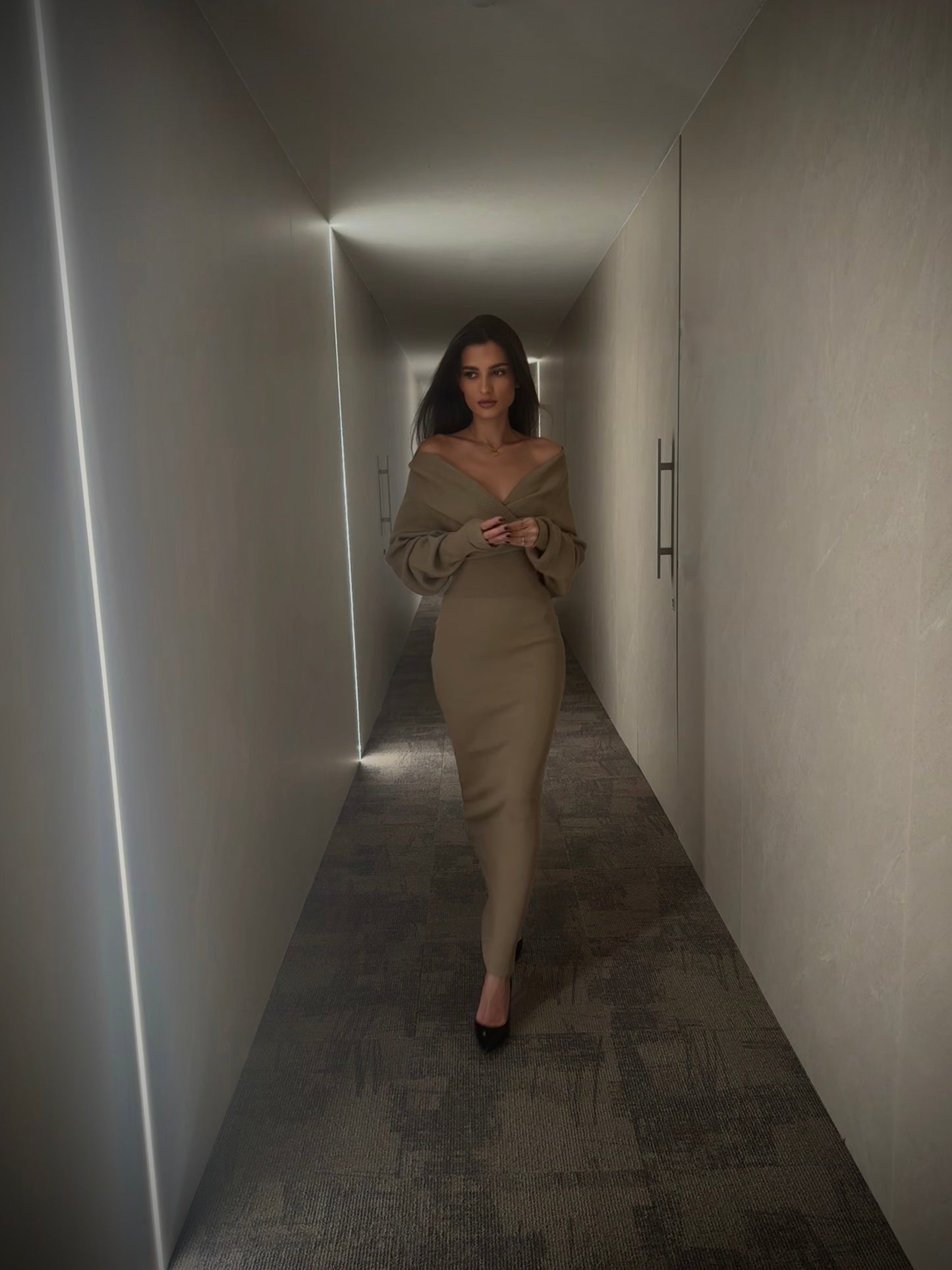 Платье Джоли Бежево-золотое