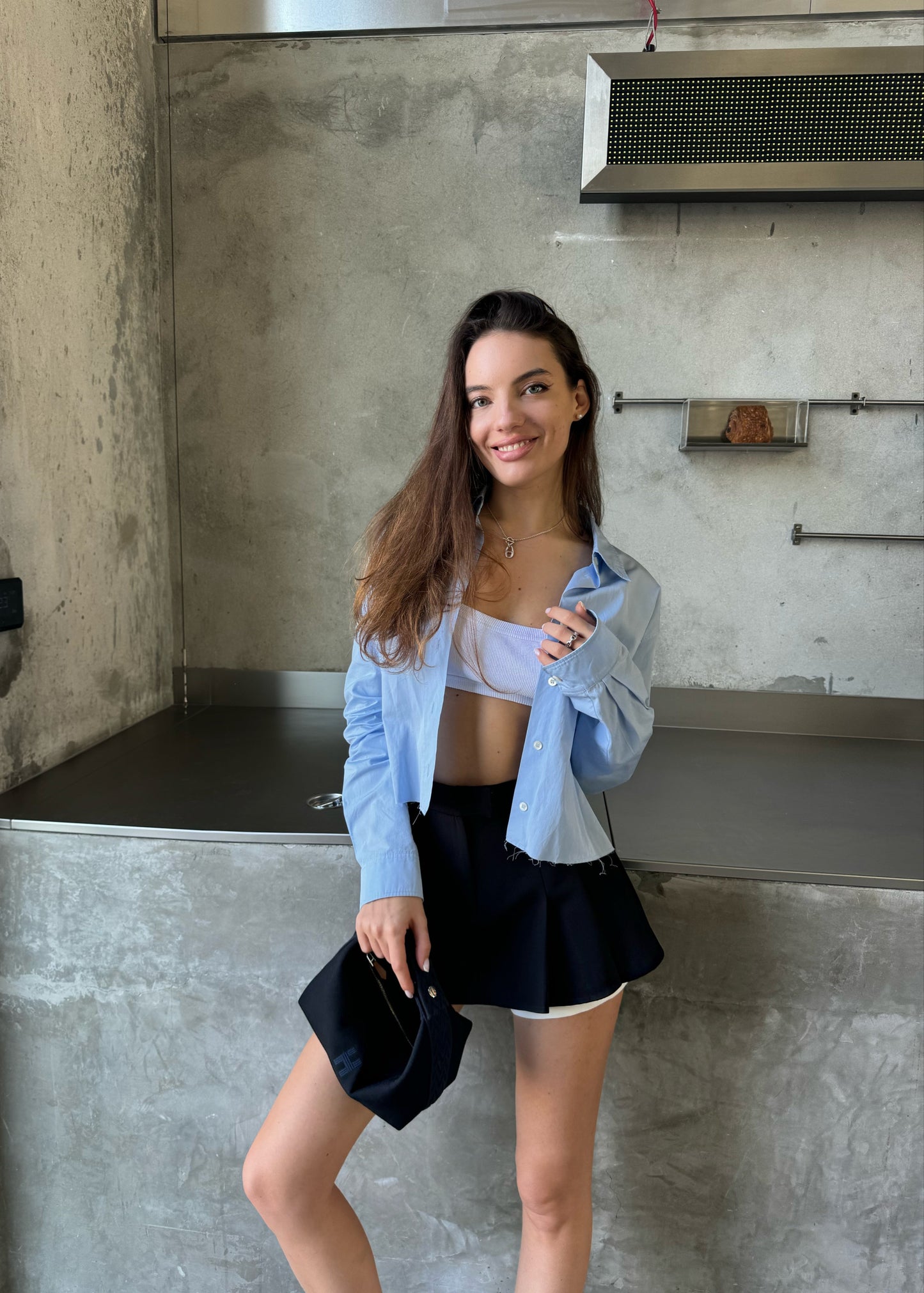 Girl in black shorts