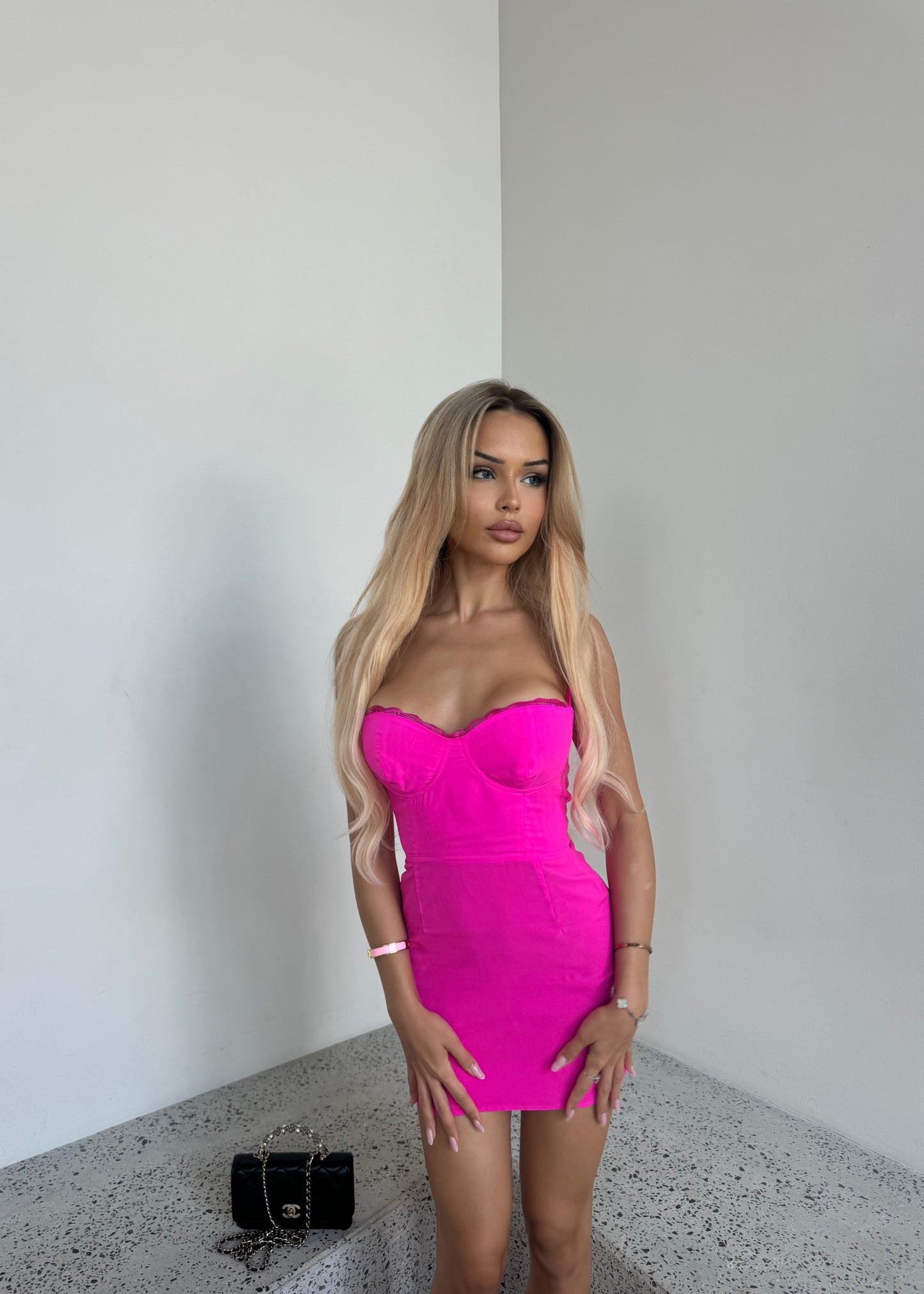 Girl in pink dress