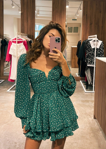 Floral Charm Green Dress