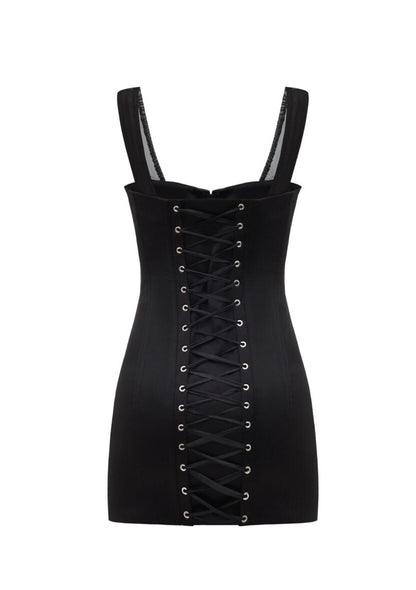 Corset black mini dress with hooks
