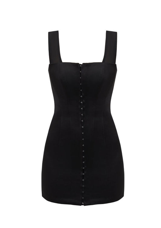 Corset black mini dress with hooks