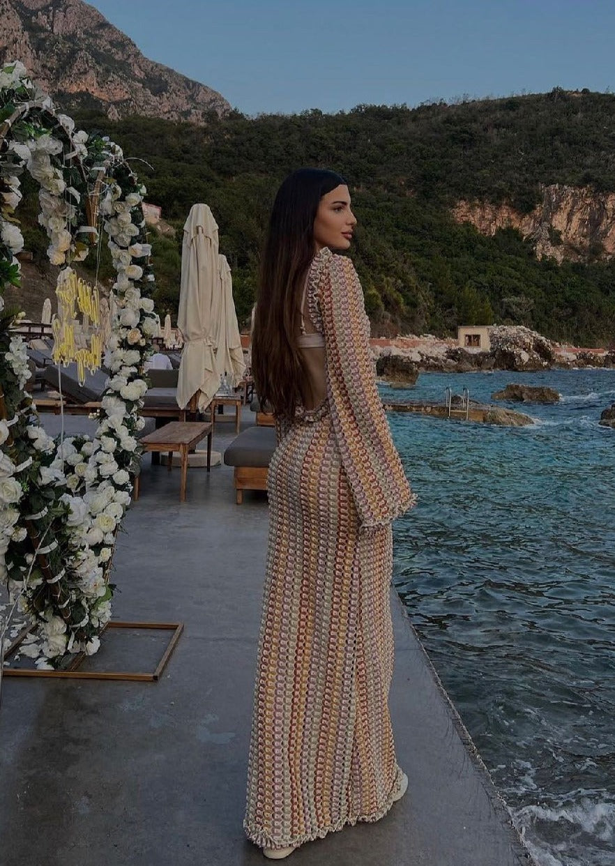 Girl in pastel color dress