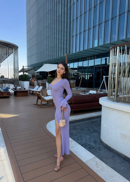 Girl in purple long dress