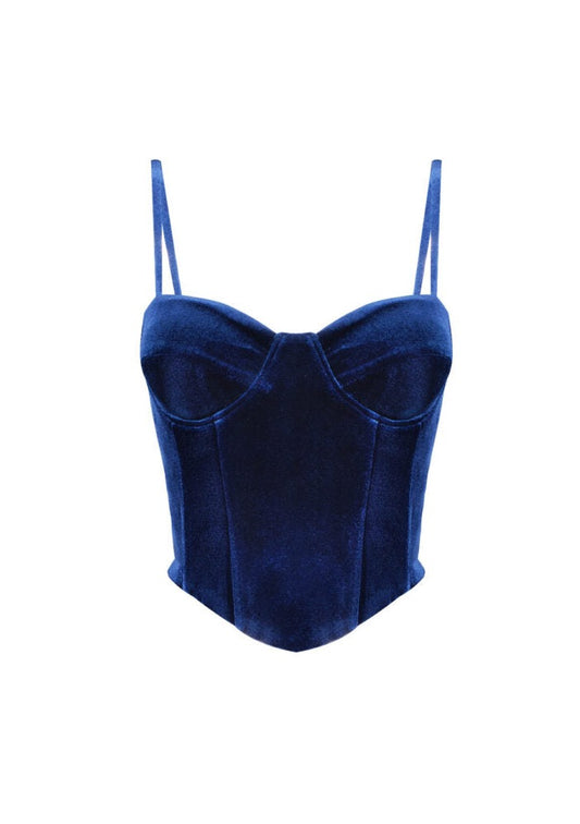 Navy blue velvet corset