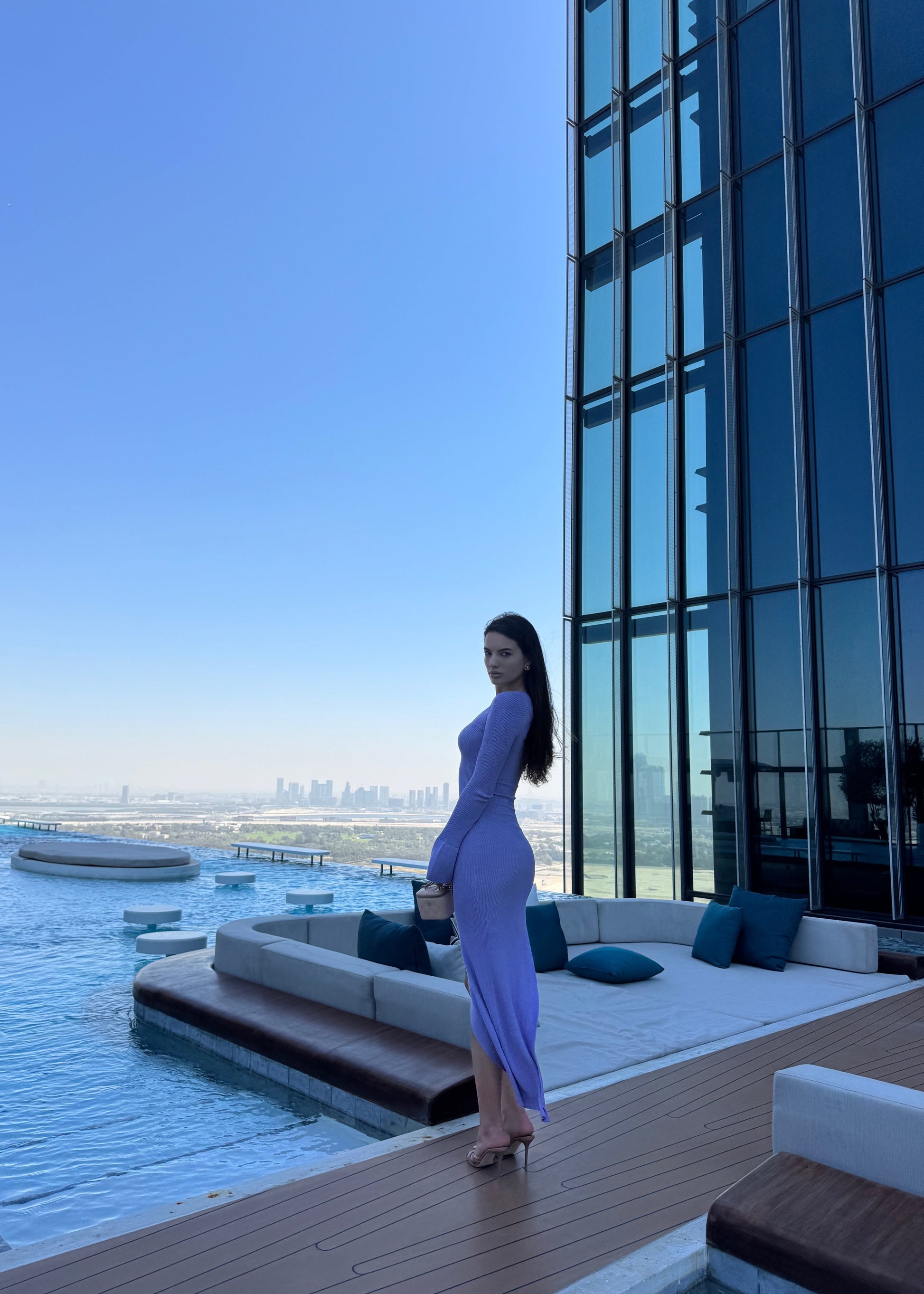 Girl in purple long dress
