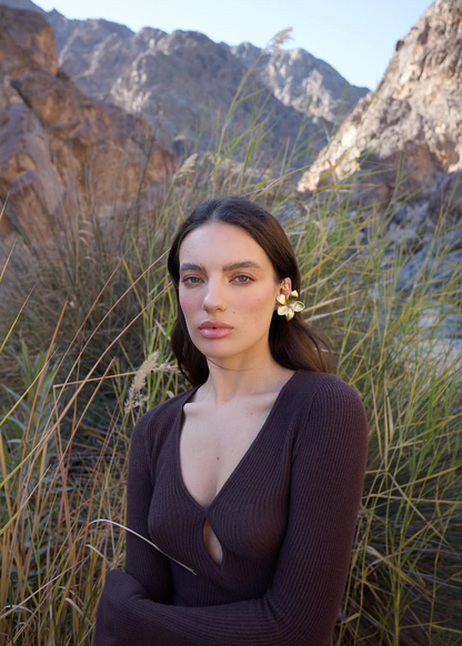 Girl in brown dress