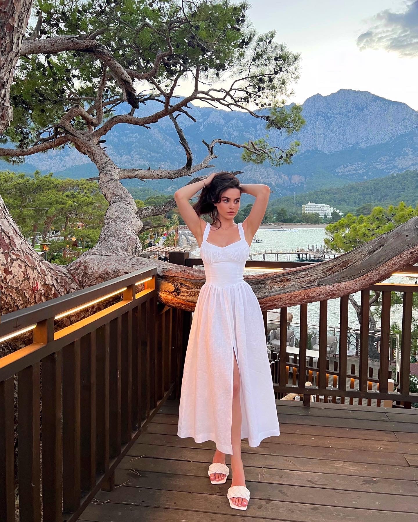 White linen dress