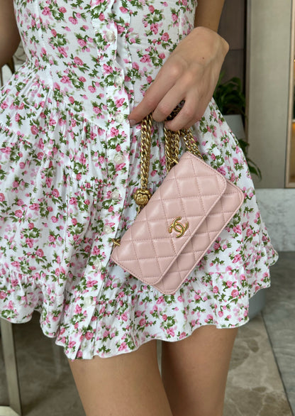 White dress with floral print