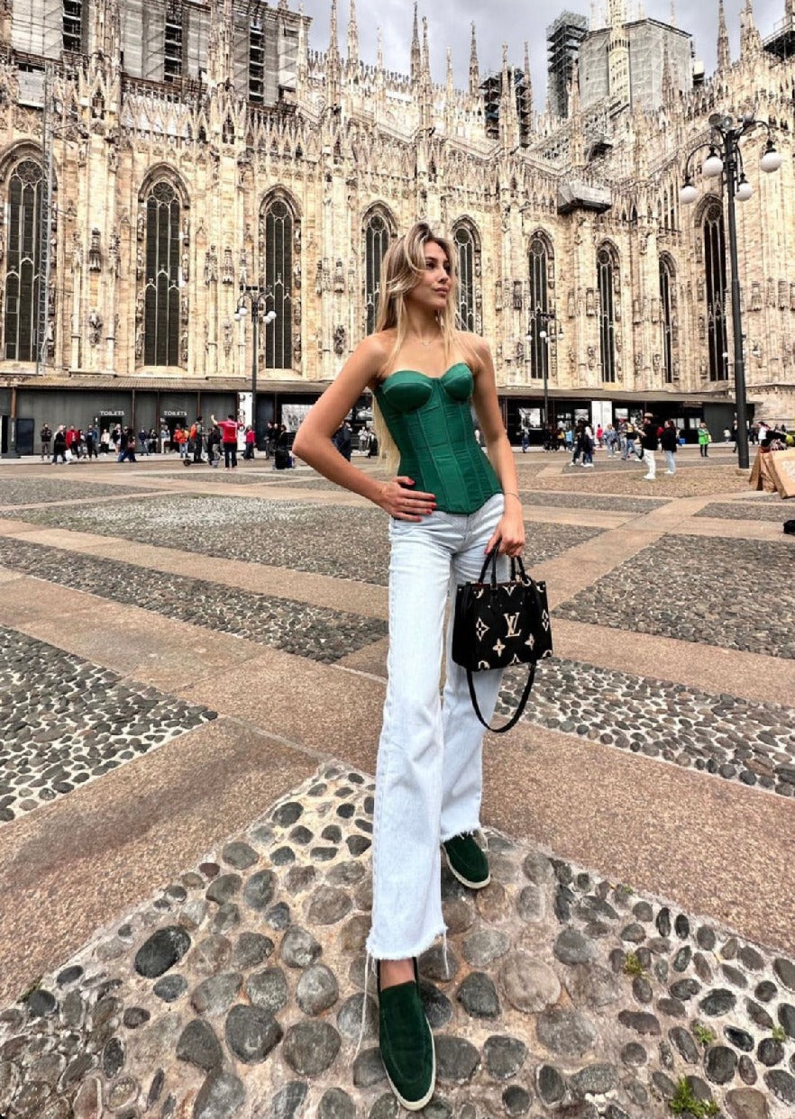 Girl in green corset