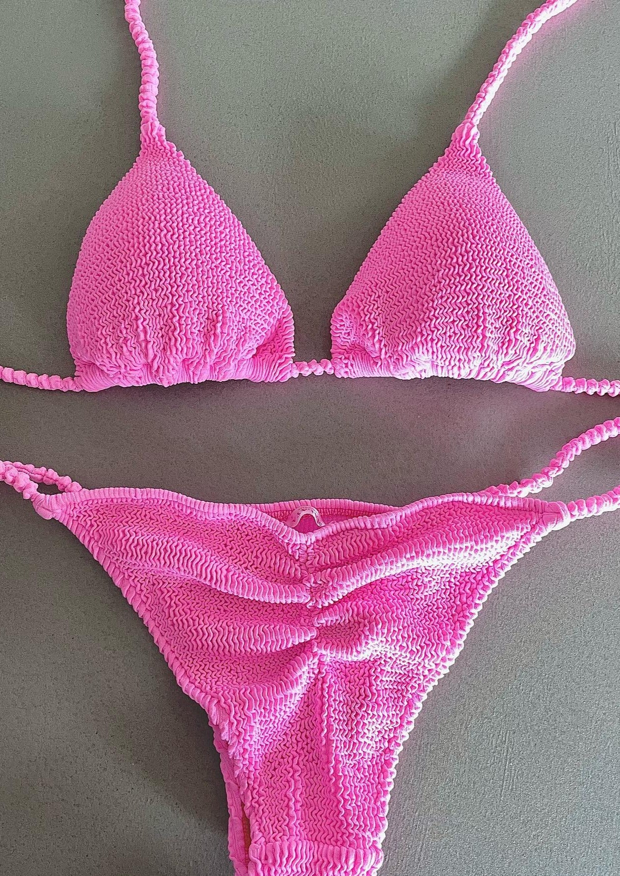 Pink crinkle bikini