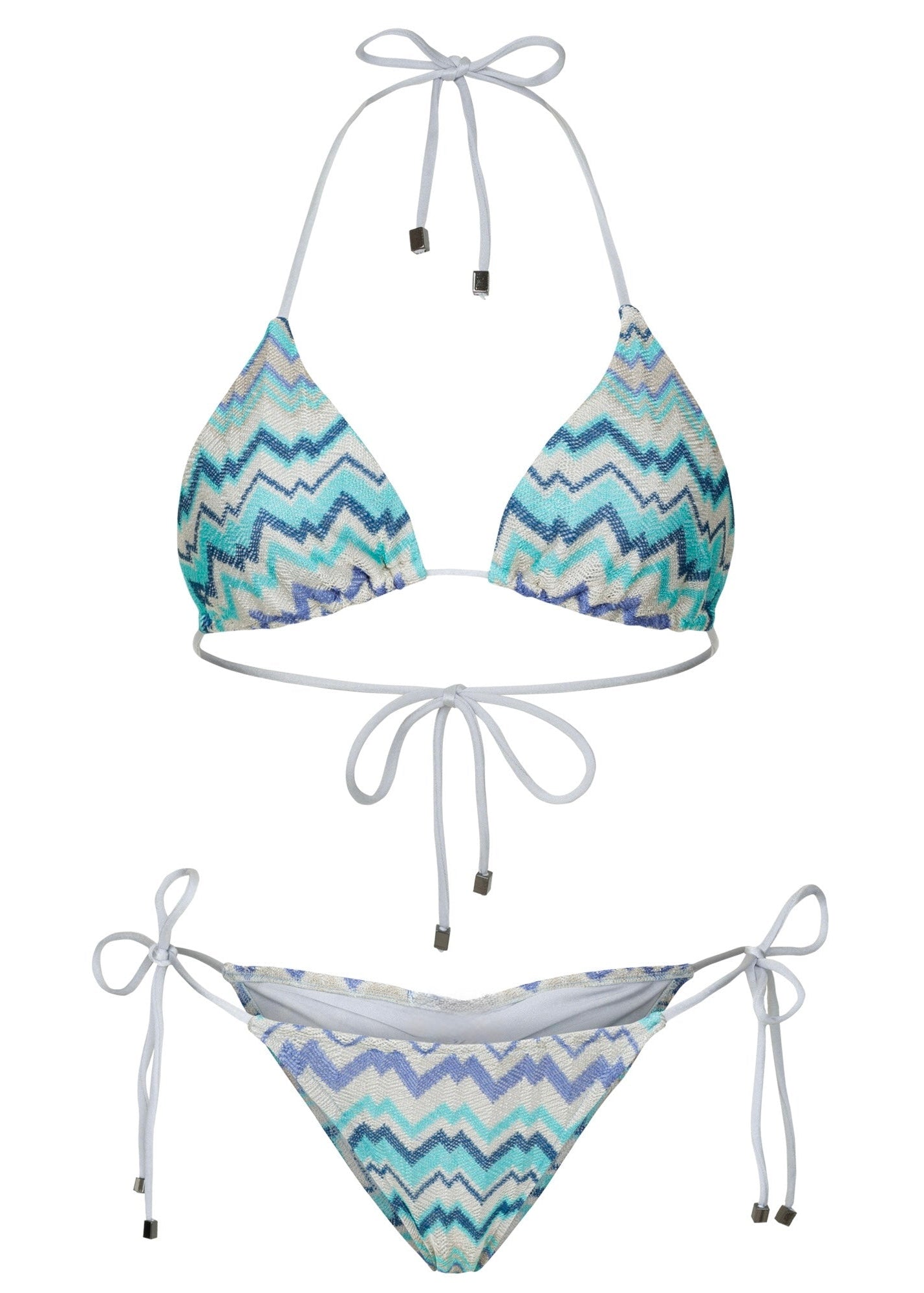 Bikini set with zigzag pattern on a white background