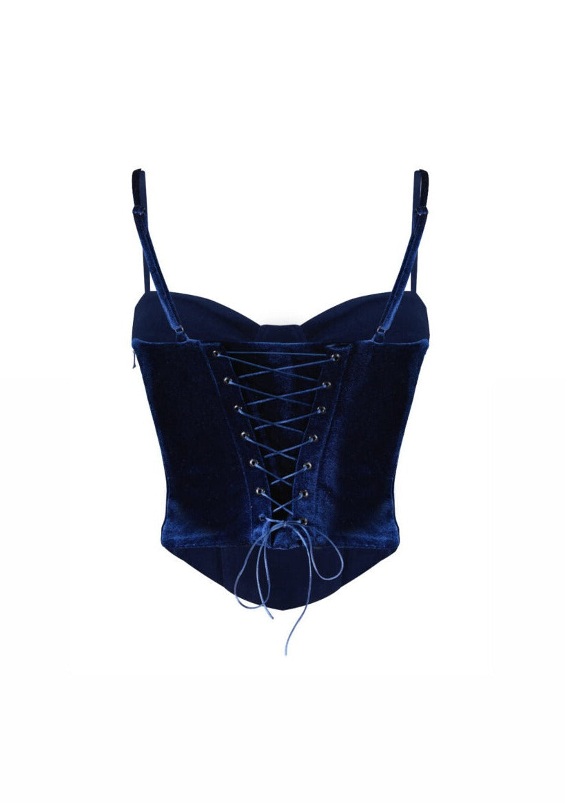 Navy blue velvet corset