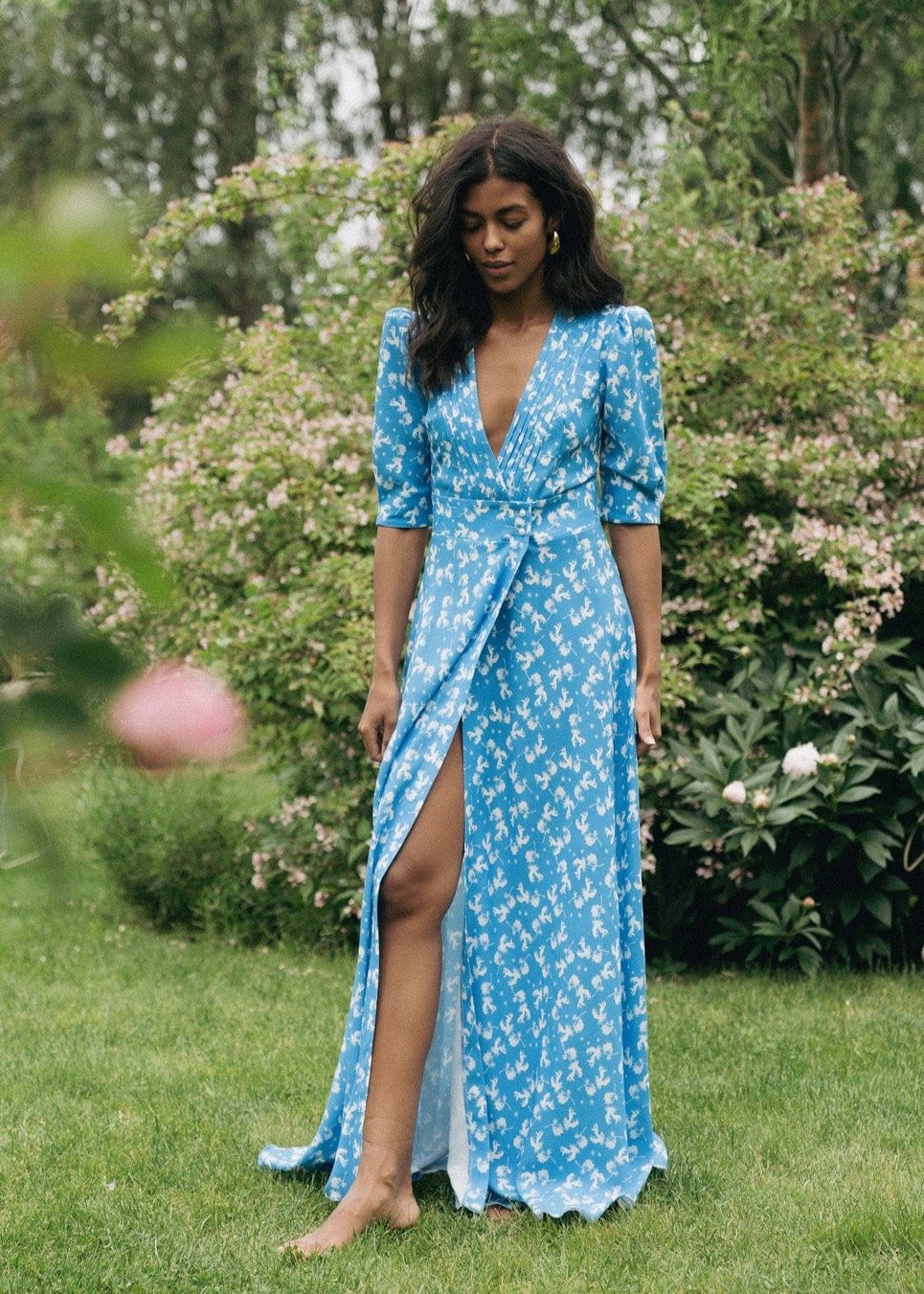 Girl in midi dress Blue